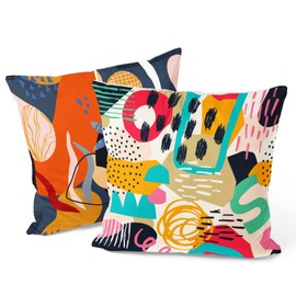 Berkin Arts Decorative Square Throw Pillow Covers Farmhouse Cushion Cases Designed of Boho, Made of Polyester Blend. Pack of 2, 18x18 Inch. Patterned for Sofa