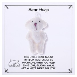 Pocket Bear Hug, Mini Plush Stuffed Bear for Anxiety & Stress Relief, Mental Health Positivity Gift for Women Men, Thinking of You, Comforting Gift for Son Daughter Back to School, White