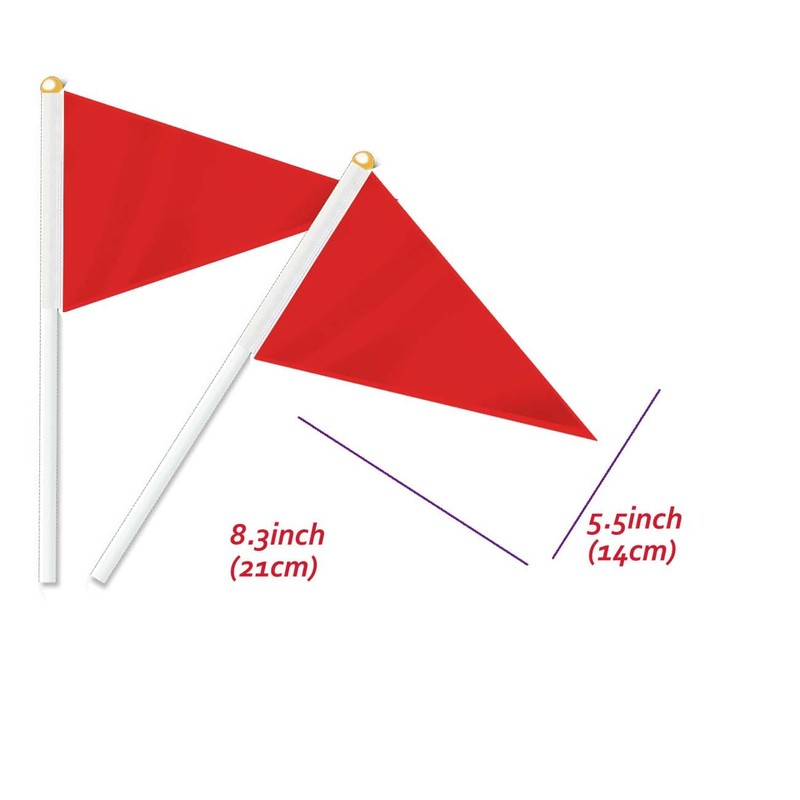 25 PCS Red Triangle Handheld Small Flag, Pure Blank Tri-Angle