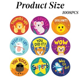 1008 Stickers,Reward Stickers For Kids, 9 Assorted Designs, 1 Inch School Stickers - Teacher Supplies For Classroom, Potty Training Stickers And Motivational Stickers, Star Stickers For Reward Chart