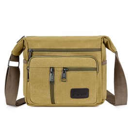 NEXSTAGES Shoulder Bag, Men's, Large Capacity, Canvas, Canvas, Khaki