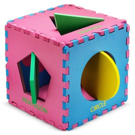 fabuware Educational Large Kids Play Mat Puzzle with Fence - Thick 16 Shapes Multi Color