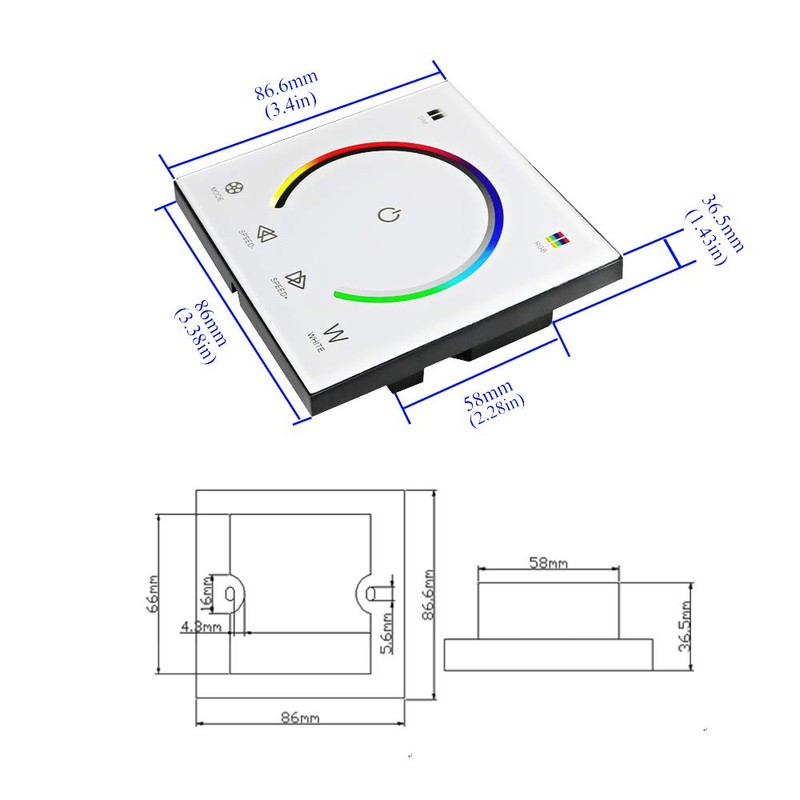AMKI LED Wall Switch Dimmer,LED Controller,Wall- Mounted Plastic Cover Touch