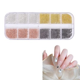 Doyime Nail Parts, Bullion Parts, 3D Sphere, Metal Bullion, Metal Parts, Gold, Silver, Rose Gold, Black, Nail Art Deco Parts, 0.04 inch (1 mm), 0.05 inch (1.2 mm), 0.06 inch (1.2 mm), 0.06 inch (1