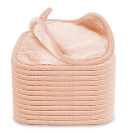 Puomue Makeup Remover Cloth 12 Pack, Ultra Soft and Reusable Microfiber Makeup Remover Towels for All Skin Types, Perfect Face Towels for Women, 6 Inch X 6 Inch, Pink