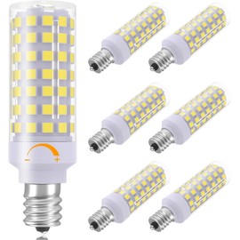 E12 LED Bulb Dimmable 7W C7 Bulb Equivalent to E12 Halogen Bulb 60W, Daylight White 6000K T6 Base E12 Candelabra Bulbs for Ceiling Fan, Chandelier, Kx-2000 Bulbrite Replacement, AC 110-120V(6 Pack)