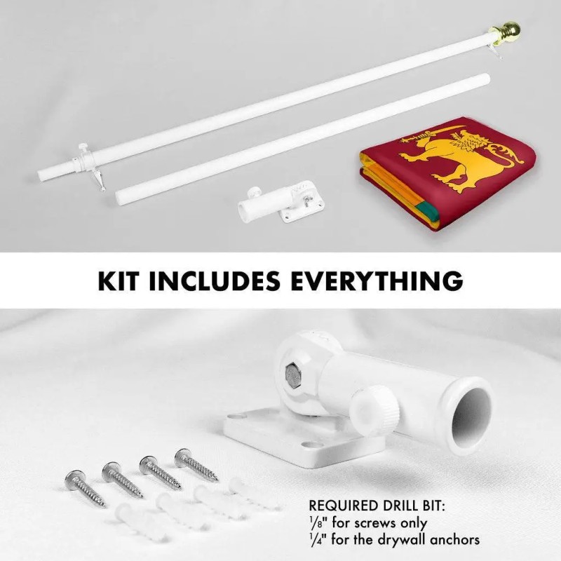 UD_G128 Combo Pack: 6 Ft Tangle Free Spinning Flagpole (White)