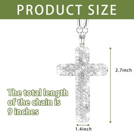 Bling Car Rear View Mirror Accessories Hanging Pendant,Cross Crystal Rhinestone for Mirror Hanging,Double-Sided Cross Diamond Religious,Interior Men Women Car Accessories (Silver White)