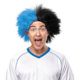 Morris Mario Chiodo Crazy Sports Fan Wig color Blue & Black - Fun Spiky Panthers Titans Bears Mavericks Magic Team Troll Style Synthetic