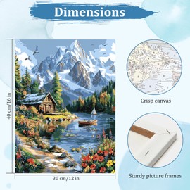 MAXBYE Mountain Paint by Numbers Kit for Adults Beginner, Mountain House Adult Paint by Number Kits On Canvas, Adults' Paint by Number Kits DIY Oil Painting Kits for Gift Home Wall Decor 16x20 in