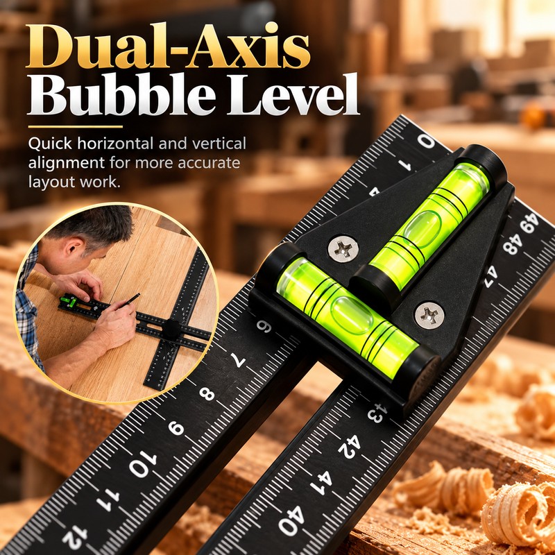 Adjustable Aluminum Metric Layout and Drilling Positioning Ruler