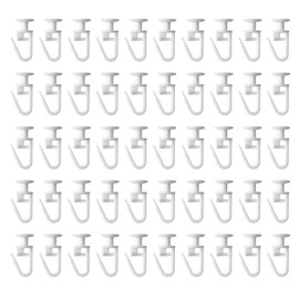 100 Curtain Gliders for Tracks, White Plastic Hooks for Curtain Tracks, Door Curtains, Shower Curtains