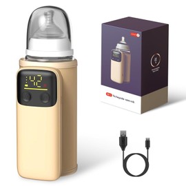 Portable Bottle Warmer for Travel, Moclever Baby Bottle Warmers w/Fast Heating&Instant Heating Breastmilk or Formula, Leak-Proof, Night Light, Long Battery Life for Constant-Temp, 6 Heating Setting