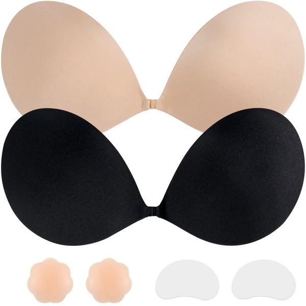 Adhesive Push Up Sticky Bra 2 Pairs Strapless Bra Invisible