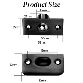 Door Latch,Roller Ball Door Catch, Stainless Steel Roller Catch, Door Latches for Internal Door with Screws for Home Kitchen Closet Wardrobe Door Cabinet Cupboard-Black