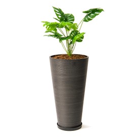 XBrand Modern 28-Inch Tall Round Planter, Modern Tapered Planter Perfect for Indoor & Outdoor Planter, Patio Décor, Set of 2, Black