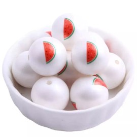 Megabella Creations 20mm Bubblegum Beads Watermelon Slice Piece Red Printed Keychains Chunky 20pk