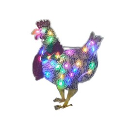 Chicken with Scarf Decor Lights Flat Garden Sculpture Chicken Ornaments for Lawn Yard Holiday Decorations
