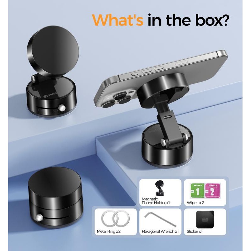 MAGIC JOHN 360° Magnetic Phone Holder Strong Magnetic Grip, Anti-Slip