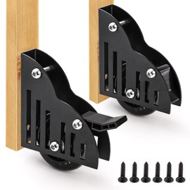 YOUEON 2 Pack Sliding Library Ladder Floor Roller with Brake, Movable Floor Wheels with Brakes & Screws, Rolling Ladder Casters, Ladder Accessories for Home Indoor Stepladder, Black