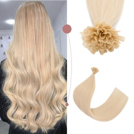 SEGOHAIR U Tip Hair Extensions Pre Bonded Hair Extensions Remy Human Hair Extensions 50 Strands 1g/Strands U-Tip Keratine Nail Fusion Hair Extensions 22 inch Platinum Blonde