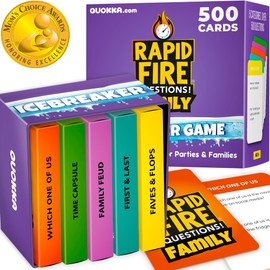 QUOKKA Family Conversation Cards Game - Break The Ice Game for Kids and Families - Icebreaker Cards with 500+ Questions - Family Game for Kids 8-12 - Perfect for Family Game Night I Premium Version
