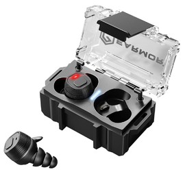 OPSMEN - Protección auditiva electrónica inalámbrica de seguridad, tapones para los oídos, reducción activa de ruido, rango de pistola para caza, color negro