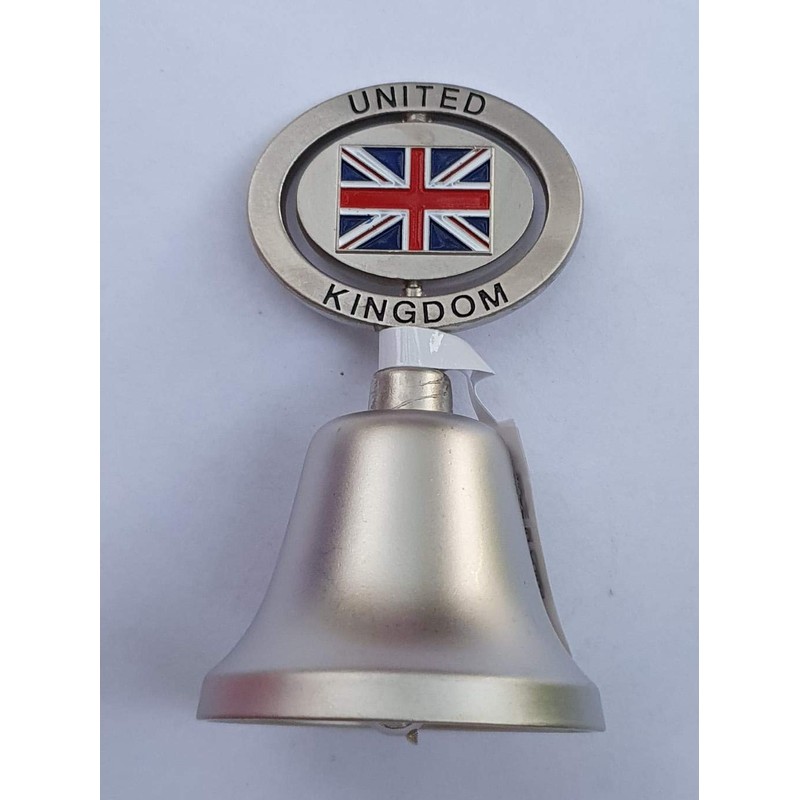 Union Jack Bell - Pewter Effect Metal Spin Bell with