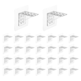 uxcell 30 Pcs Plastic Shelf Support Peg, Punch Free Self Adhesive Bracket, Clear Partition Pin for Furniture Kitchen Cabinet Book Shelves Closet Brackets Clapboard Layer(Large Size)