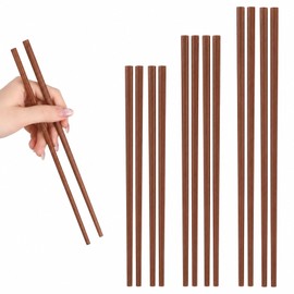 Red Sandalwood Cooking Chopsticks Set, 6 Pairs Reusable Long Wooden Chopsticks in 3 Sizes (12.6", 9.8", 7.1") for Frying, Noodles, Hot Pot and Kitchen Cooking