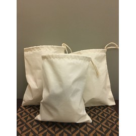 6"x10" Reusable Eco friendly Cotton Thick Single Drawstring Muslin Bags"premium quality (Natural Color)-100 count pack
