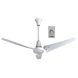 VES 60" Industrial Indoor/Outdoor Moisture Resistant Ceiling Fan with Control, White, Poly Blades