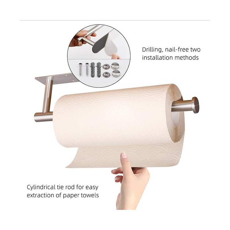 CHENGZI Stainless Steel Kitchen Bathroom Paper Towel Holder Wall Mount