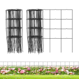 PROWORX Decorative Garden Fence Border Rolls, Total 14 in x 40 Ft 2 Pack Metal Folding Flat Wire Fencing for Yard, Black PVC Coated Outdoor Patio Landscape Flower Bed Edging