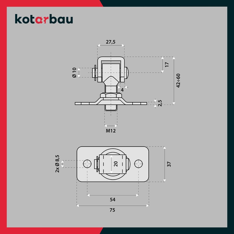 KOTARBAU® Set of 2 Adjustable Door Hinges M12 for Screwing