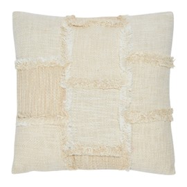 Creative Co-Op Woven Cotton and Wool Patchwork Pillow with Frayed Edges