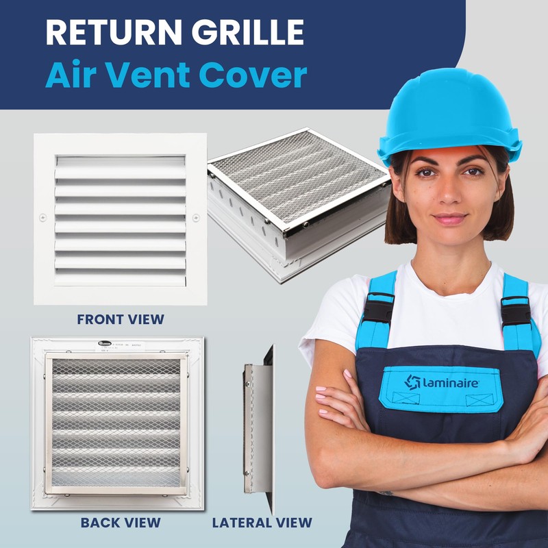 [8 x 8 Duct Hole] Vent Cover. Aluminum Exterior Return