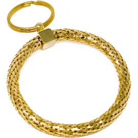 Stephanie Imports Vintage Gold and Silver Metal Mesh Jewelry Keychain (Gold Large Circle)
