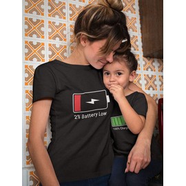 Funny Low Battery Mom and Child Mothers Day Matching Shirts Set Gifts for Moms Mother Daughter Son Outfits Black XX-Large/Child Black 4T