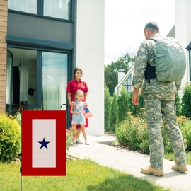 Military Service Garden Flag One Blue Star Army Navy Marine Corps USA Family Memorial Day Veterans Day 4th of July Decoration for Outdoor Lawn Yard Decor 12.5×18''