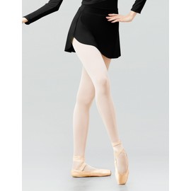 RuiBalletto Girls Women Ballet Skirts, Side Slit Dance Skirts, Pull On Elastic Waist Dance Skirt for Ballerina, Black, Medium Short