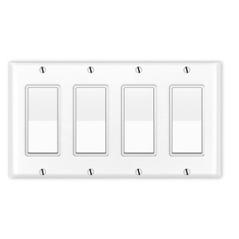 WIRESTER 8.125 inch x 4.5 inch 4-Gang Decorator Switch Plate/Wall Plate Cover, Blank Wallplate - White