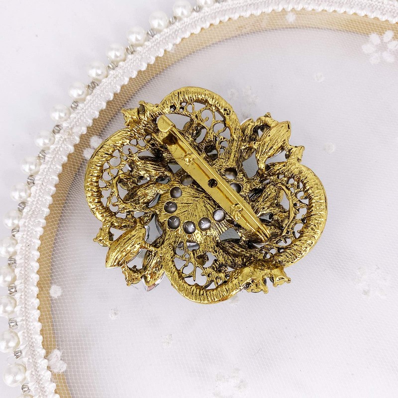 LAXPICOL Women's Large Sparkly Crystal Flower Brooch Pin Fashion Statement