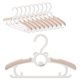 Ange Smile Baby Hangers, Set of 10, Extendable, Kids Hangers, 4 Adjustable Levels, Space Saving, Hangers, Anti-Slip, Pink