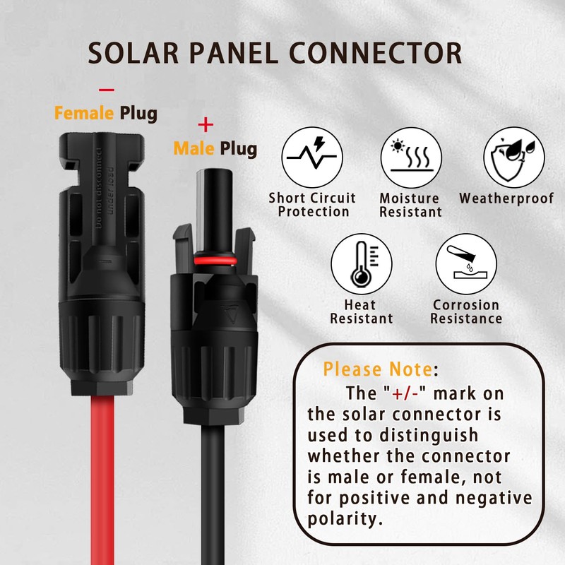 COMeap 6FT 2M 12AWG+14AWG Solar Connector to DC 8mm Adapter