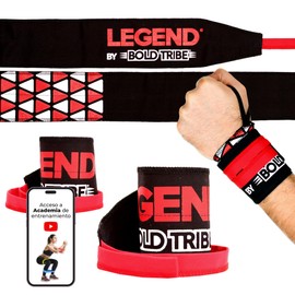 BOLD TRIBE Muñequeras Legend Ajustables - Muñequeras Gym - Protección y Soporte para Crossfit Powerlifting y Entrenamiento Funcional - Tela Grado Militar - Color Negro