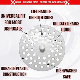 LASCO 02-4021 White Plastic Disposal Sink Strainer Fits Most
