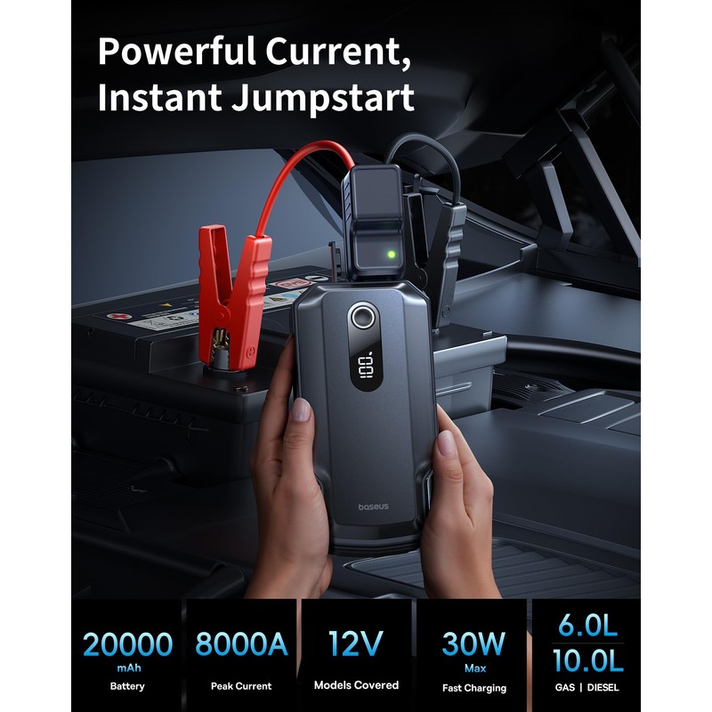Baseus 8000A Jump Starter, 20000mAh Portable Jump Starter Battery Pack,
