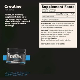 Onnit Creatine Monohydrate - 5g Per Serving (30 Tub), 5.29 Oz (Pack of 1) ...