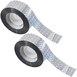 GORGECRAFT 262Ft x 2 Rolls Bird Ribbon Double Sided Reflective Scare Tape to Keep Birds Pigeon Geeses Away from Trees Plants Crops Tapes Reflectors for Outdoor House Garden Patio Square Pattern